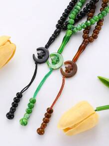 1pc Men's Arabic Crescent Moon Beaded Bracelet/Prayer Beads, Fashionable Jewelry For Everyday Wear