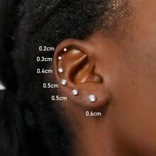 2pcs Super Shiny 4-Prong Zirconia Stainless Steel Stud Earrings For Men, Fashion Ear Cartilage Tragus Earrings, Classic Design, Hypoallergenic, Unisex, Suitable For Party & Daily Wear, Versatile Jewelry, Minimalist Earrings, Exquisite Luster, Accessory