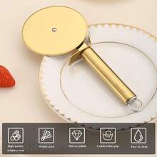Gold Plating Stainless Steel Pizza Cutter Wheel, Sharp Pizza Slicer With Gold Plating - Gold - View 6