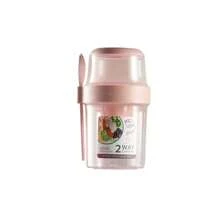 1pc Breakfast On The Go Cups, Salad Cup To Go, Take And Go Yogurt Cereal Overnight Oats Snack Parfait Containers & Salad Dressing Holder With Fork For Lunch, Fruit & Vegetable Jar