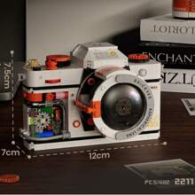 Vivid And Durable ABS Material Vintage Camera Building Block Assembled Model Kit, Retro Dual-Sided Nostalgic Camera Model Blocks, Creative Desktop Decor, Suitable For Boy Girl Birthday Gifts, Thanksgiving, Festivals, Home Decor, No Electricity Required
