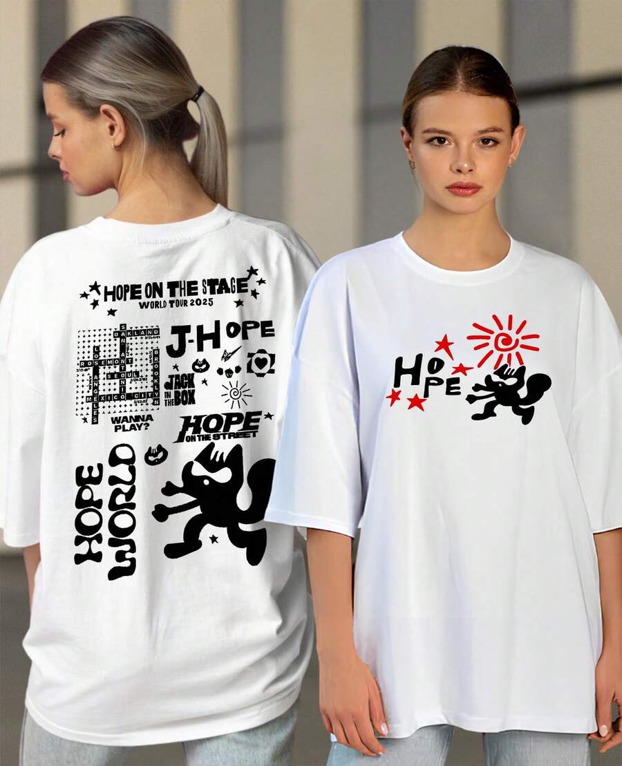 Unisex T-Shirt J-Hope Member Btss Tour On The Street Tshirt Hop World Jung Hope Korean Singer - 白色 - 查看 1