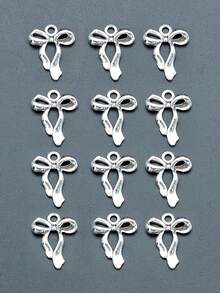 12 件时尚 3D 锌合金电镀复古蝴蝶结吊坠耳环、项链配件、钥匙扣、包扣、DIY 半成品珠宝配件