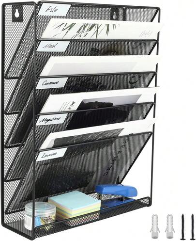 金属製 書類トレー、壁掛けファイルラック、デスクトップ収納ラック、新聞/雑誌 A4 レターケース、ファイルボックス、文書整理、小物収納、文房具収納、オフィス、スタイリッシュ 新学期