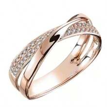 Luxury Ring 14k Gold Plated Inlaid Shining Zirconia Engagement Wedding Jewelry For Female Match Daily Outfits Party Accessory