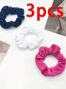 3 件可拉伸混色发圈，优雅防滑面料纹理发带，适合女士和女孩日常使用