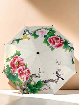 1 件春花折叠雨伞超轻便携旅行户外必备防紫外线花朵防雨伞礼物男女