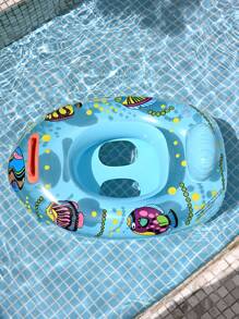 1pc Kids Swimming Pool Seat Ring, Cute Inflatable Floating Seat Ring, Swimming Ring, Child Toddler Swimming Pool Bath Tub With Single Handle Inflatable Fishies, 4 Colors, Underarm Floats, For Summer Swimming