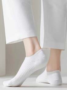 1 par/8 pares de calcetines de tobillo cómodos y suaves minimalistas en blanco y negro para uso cotidiano, verano