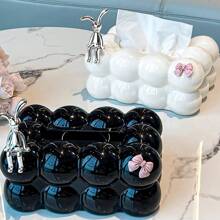 1pc Creative Cream Napkin Holder, Plastic Desktop Decorative Napkin Box, Luxury Napkin Tissue Box Holder For Living Room, Dining Table, Coffee Table, Home And Hotel Decor Back To School