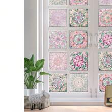 24PCS- Nrdic Bohemian Style Home Tile, Self-Adhesive Wall Stickers, Peel And Stick Wallpaper, Kitchen Bathroom Bedroom Living Room Dining Room, Waterproof, Oil And Moisture Proof, Decorative Tile Stickers, Wall Renovation Floor Stickers For Home Decor
