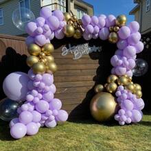 Light Purple Latex Party Balloons 5/10/12/18 Inches -10/30/50/70/90pcs Round Helium Lavender Light Purple Lilac Purple Balloons For Engagement, Wedding Anniversary, Shower, Gender Reveal, Birthday, Graduation Celebration, Home Decoration Background - Mauve Purple - View 6