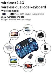 1 pieza Ratón volador inalámbrico de doble modo Mini 2.4G con panel táctil y teclado - Multicolor - Ver 3