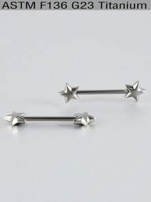 2 piezas Aro de piercing para pezón con anillo redondo de aleación de titanio de 14G con forma de estrella y corazón, con rosca, para uso diario y de fiesta, para hombres y mujeres, sexy y elegante