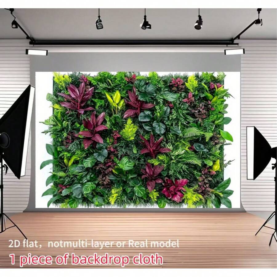 1 panou de fundal pentru panouri de perete verzi artificiale - design vibrant cu frunze tropicale, nu necesită electricitate pentru utilizare în interior/exterior, perfect pentru streaming live, petreceri, zile de naștere, nunți, decor pentru cameră și grădină, panouri decorative de perete, model 2D plat, nu multistrat sau model real.