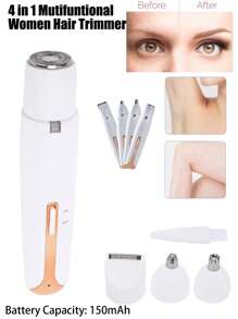 4 In 1 Bikini Trimmer For Women - Painless Electric Razors For Silk Skin,Cordless Body Shaver For Trip,Replaceable Lady Facial Razor, Waterproof&Easy Cleaning, Ceramic Blade, USB Charge, 150mAh