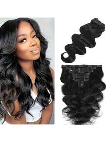 Body Wave Clip In Human Hair Extensions Natural Color 100% Remy Human Hair Clip In 8Pcs/Set Full Head For Women