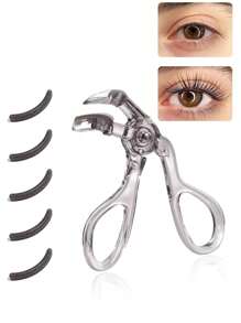 1pc Frameless Eyelash Curler With Silicone Refill Pad, Suitable For All Eye Shapes, Lasts All Day Curl, Easy To Operate, Gentle Lash Lifting Makeup Tool