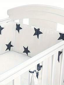 婴儿床围垫，一体式柔软防撞垫，婴儿床护栏，新生儿卡通刺绣软垫防撞护栏，儿童防摔围栏 - 彩色 - 查看 4