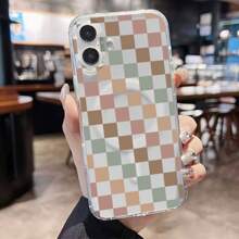 Checkered Mobile Phone Case, Designed With Earthy Tones And A Classic Pattern, Suitable For IPhone 16, 15, 14, 13, 12 And 11 Pro Models, Made Of TPU Material, And Provides Shockproof Protection. Perfect For Family, Friends, Children, Birthdays, Spring, Holidays, Boyfriends, Girlfriends, And Valentine's Day Gifts.