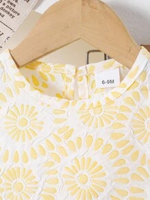 Kleine Mädchen Lässig Vintage Jacquard strukturierte Weste mit Schleifendekor und Hose Set, bequem