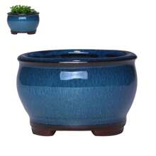 Round Ceramic Flower Pots Ceramic Plant Pots With Drainage Holes For Indoor & Outdoor Flower Plants (Acceptable Color Difference)