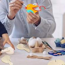 1 Set de Kit de decoración de pájaros de madera 3D para colorear manualmente, pintura colorida, set de pájaros de madera en blanco para colorear, temporada de regreso a clases - Multicolor - Ver 4