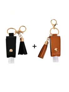 1 pezzo Custodia in pelle porta flaconcino igienizzante, bottiglia di viaggio ricaricabile vuota da 30ml per sapone, lozione e liquidi, con tappo a scatto, porta flaconcino portatile per zaino, viaggio, esterno, idea regalo di Natale