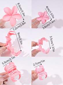 3 Pcs Solid Color Boho Style Cute ABS Plastic Flower Hair Clips For Women, Pink, All Season Hair Claw Claw Clips Hair Jaw Clip Hair Clamps