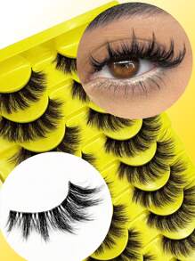 Cílios Postiços 3D Eyelashes Estilo Mangá 16mm Comprimento Cílios de Vison Fadas Espigados em Formato D-Curvados que Parecem Extensão Tiras de Cílios Anime de Olho de Gato Aparência Natural Volume Cílios Postiços Espigados 10 Pares