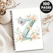 1 pieza Cuaderno de espiral con alfabeto de flores de primavera estéticas. Cuaderno de diario con letras iniciales, regalos de planificador para el trabajo, regalos perfectos para amigos, colegas, mujeres, hombres, hermanas, útiles escolares, regreso a clases