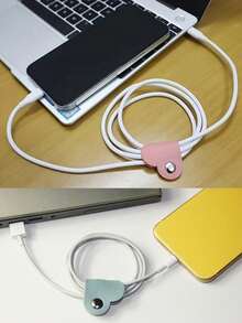 混色心形线缆收纳盒，耳机线绕线收纳盒，PU 皮革线缆收纳盒，男女通用礼品