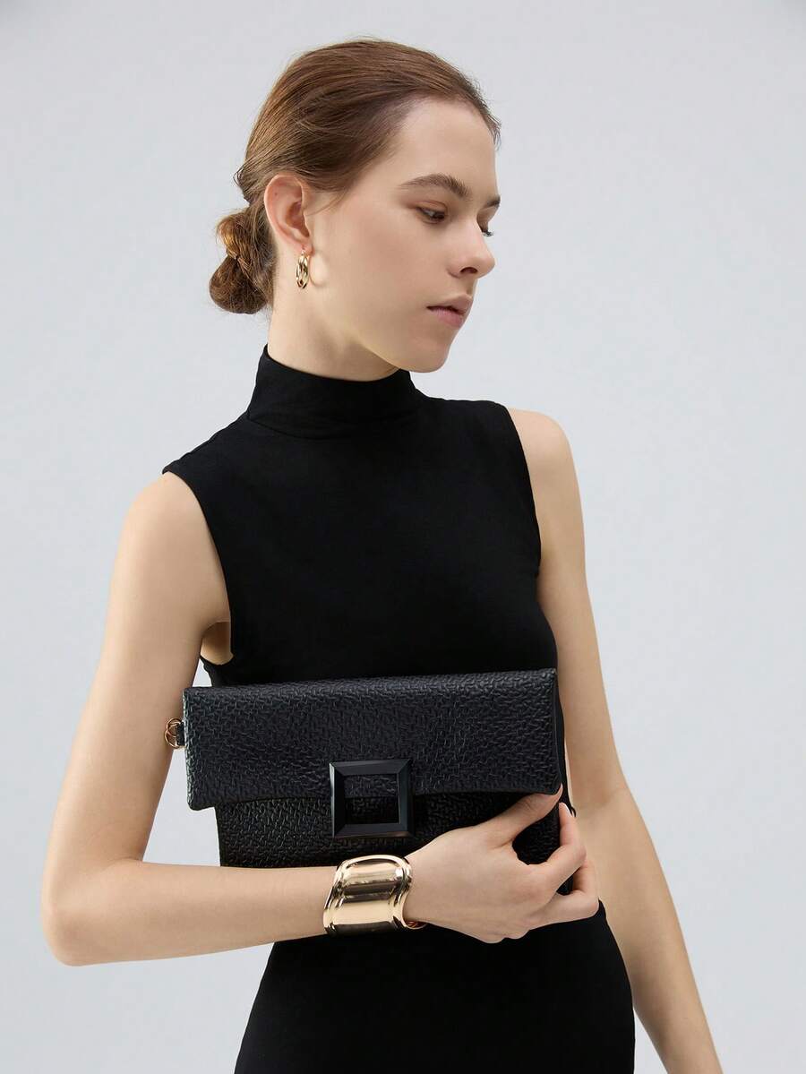 2024夏季热门优雅手拿包，时尚百搭，圣诞节冬季圣诞礼物 - 黑色 - 查看 1