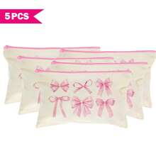 1/5/10/20pcs Sweet Pattern Canvas Zipper Bags Gift Storage Pouch Set, Y2K Style Bow Decor Accessory Organizer Bags, Essential For Ladies Party Butterfly Theme, Versatile Makeup Brush Holder, Stationery Pouch, Party Favor Bags