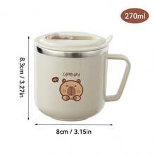 1个270毫升迷你可爱水豚牛奶杯，儿童水杯，带吸管和手柄，密封防漏316不锈钢吸管杯，便携式双层保温茶牛奶咖啡杯，防烫饮水杯，适合成人和学生在家、学校、办公室、聚会、户外露营、野餐、旅行、返校等场合使用 - 彩色 - 查看 12