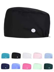 1 pièce Casquette de travail ajustable de couleur unie pour femmes/casquette d'infirmière, design réglable pour le printemps, l'été, l'automne et l'hiver, antibactérien et anti-poussière, convient au personnel médical comme les médecins, les infirmières et les travailleurs de nettoyage