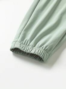 1pc Women's Lightweight Ice Silk Sports Pants, Breathable Quick-Dry, With Ankle Cuffs, Drawcord Waist, Zipper Pockets, Suitable For Outdoor Activities And Casual Walking