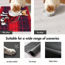 1pc Star & Red Clothed Dog Print Pet Placemat, Quick Drying Feeding Mat For Cats & Dogs, Easy To Clean, Suitable For Pets All Seasons, Pet Cage Pad