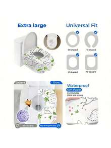 12pcs Disposable Cartoon Non-Woven Toilet Seat Covers, Universal For Babies, Portable Disposable Toilet Seat Covers, Public Restroom & Travel Toilet Seat Covers, Travel Accessories - Multicolor - View 7