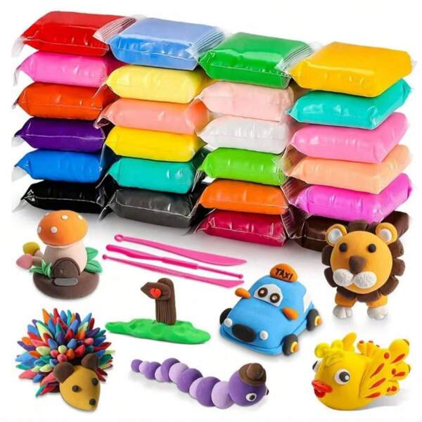 Kit de arcilla para secar al aire, 12/24/36 colores de arcilla de modelado ultraligera y mágica con herramientas, segura y de modelado, regalo ideal para niños (color de arcilla aleatorio), arcilla, arcilla para secar al aire, arcilla polimérica, arcilla, arcilla para secar al aire, suministros escolares de slime que se pueden usar para hacer formas de Navidad y Halloween