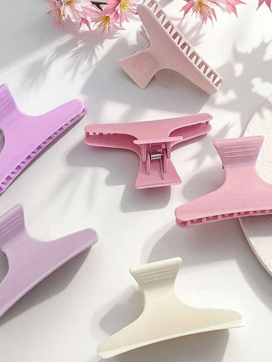 6pcs Professional Salon Hair Clips - Matte Finish Colorful Butterfly Clips, Suitable For Styling, Partitioning And Coloring Summer, Claw Clip Fall Winter Hair Accessories For Women For Vacation Outfits Woman - Multicolor - View 1