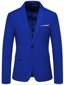 SuitGent 男士时尚商务西装，高品质正式办公西装，修身新郎婚礼礼服，男士西装外套 - 寶藍色 - 查看 4