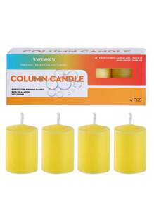 4pcs/Box Candle Pillars, Smokeless Odorless Residue-Free Pillar Candles, 4 Colors, Atmosphere Candles, Blessing Candles, Wish Candles, Lucky Candles, Candle Holder Candles, Wedding Candles, Party Candles, Dining Table Candles