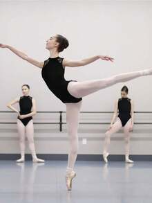 Women's Turtleneck Flower Lace Sleeveless Camisole Ballet Dance Leotards For Adult Gymnastics Dance Practice Tank Tops With Water-Drop Hollow Back And Soft Front Lining Ballet Dance Costumers - Black - View 8