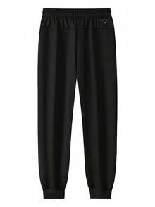 3 条装男士休闲慢跑裤 - 宽松运动裤，配有拉链口袋、松紧袖口和抽绳，轻便休闲裤，适合室内休闲、户外慢跑、健身房锻炼和日常穿着 - 黑色 - 查看 2