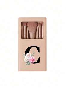 便携式化妆刷套装，带镜子，花卉字母A-Z设计，盒装化妆刷套装，多功能化妆刷套装，带镜盒，迷你多功能化妆笔，粉底刷，眼影刷，新手美妆工具，混合化妆刷收纳盒，化妆刷套装，方便携带的女性礼物，理想的化妆工具套装，便携旅行必备品 - 卡其色 - 查看 15