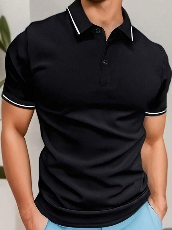 Tricou polo cu mânecă scurtă de vară pentru bărbați, minimalist retro, cu guler subțire, pentru toate tipurile, sport, casual, la modă, versatil, pentru golf