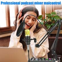 Professional Podcast Equipment Bundle Starter Kit - Condenser Microphone Recording Studio Setup With Pop Filter & Shock Mount, Streaming Podcast Mic Kit With Real-Time Voice Changer, Live Sound Card Audio Interface For PC//Computer, Perfect For Vlog, Gaming, Karaoke, Home Studio