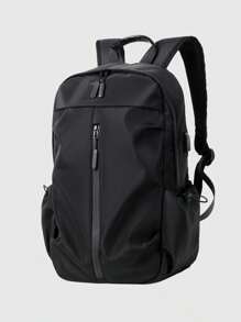 1pc Nylon Water-Resistant Multi-Functional Backpack, Fits Laptop, Business, School, Casual, Travel, Sports, Suitable For College & High School Students