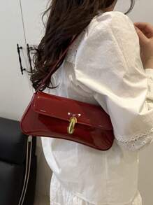 Women's Vintage Faux Oiled Leather Flap Decor One Shoulder Underarm Bag, Suitable For Dating, Outing, Party
